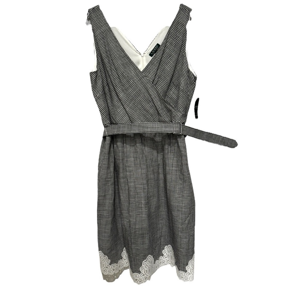 💎 Ralph Lauren Gingham Midi Dress with Lace Hem | Size 18 | NWT - Picture 3 of 7